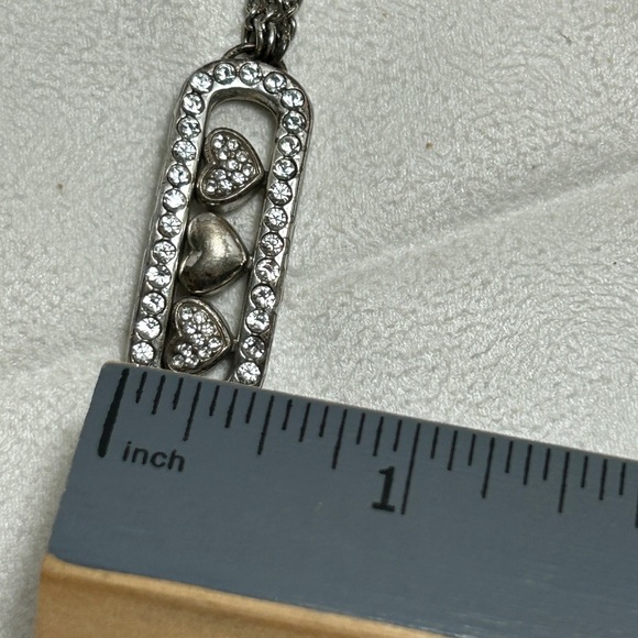 Brighton Kiss & Tell Bracelet Silver Plated Crystals 8" Triple Chain & Tin - Picture 9 of 9